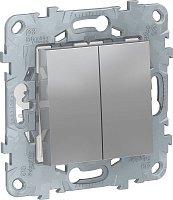 Переключатель без рамки Schneider Electric Unica New 2-кл. перекрестный алюминий